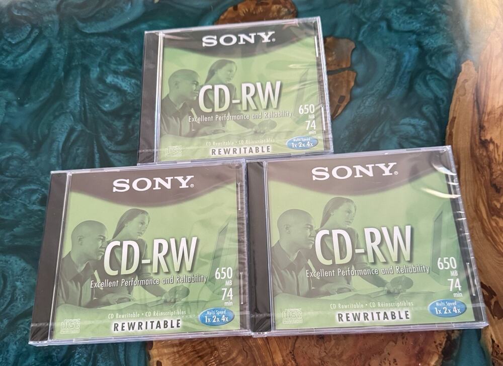 Sony CD-RW Rewritable CDs 3CDRW700L 700MB 80 Min 3 New Sealed